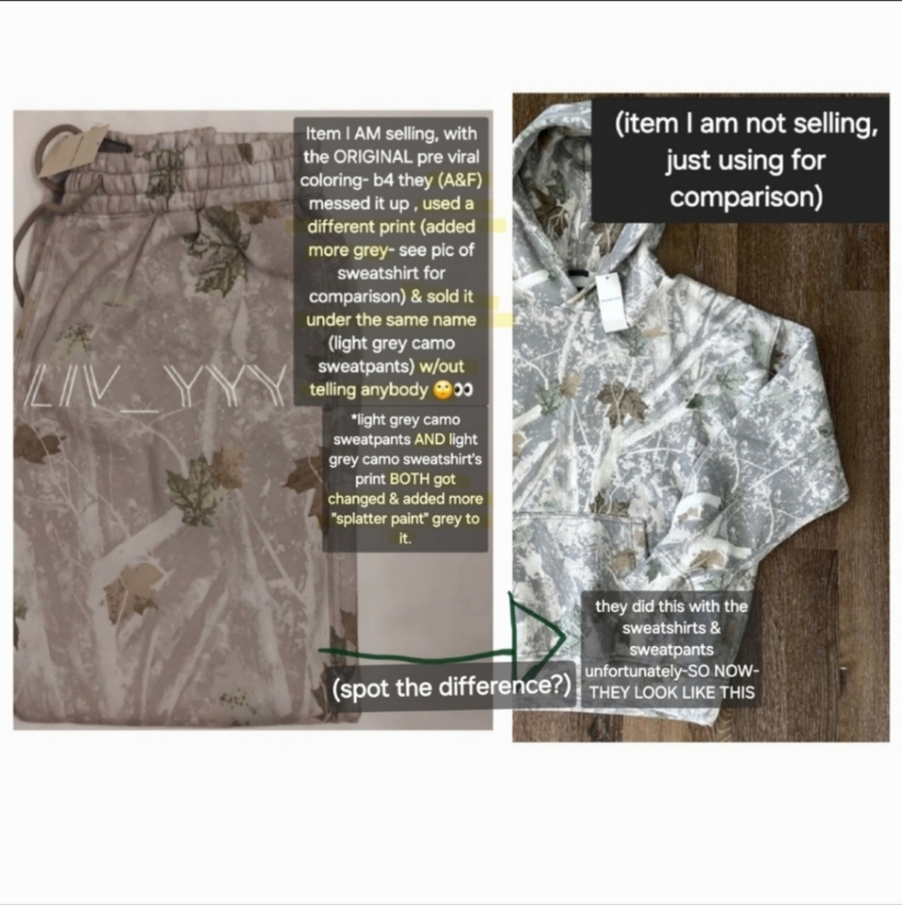 Abercrombie light grey camo essential sweatpants Small regular